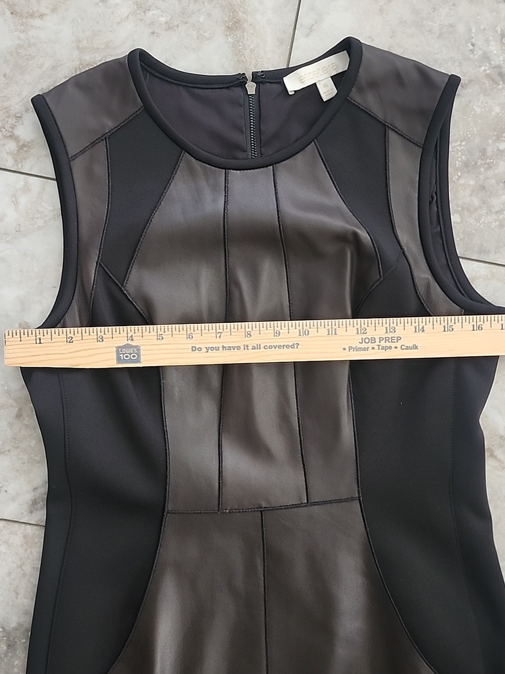 ETCETERA STRETCH REAL LEATHER PANELED & SCUBA FABRIC PENCIL SHEATH DRESS NWOT 6 - Picture 12 of 14